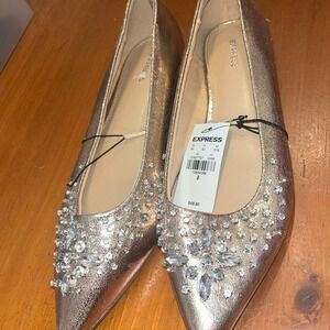 Express Gold Embellished Flats
